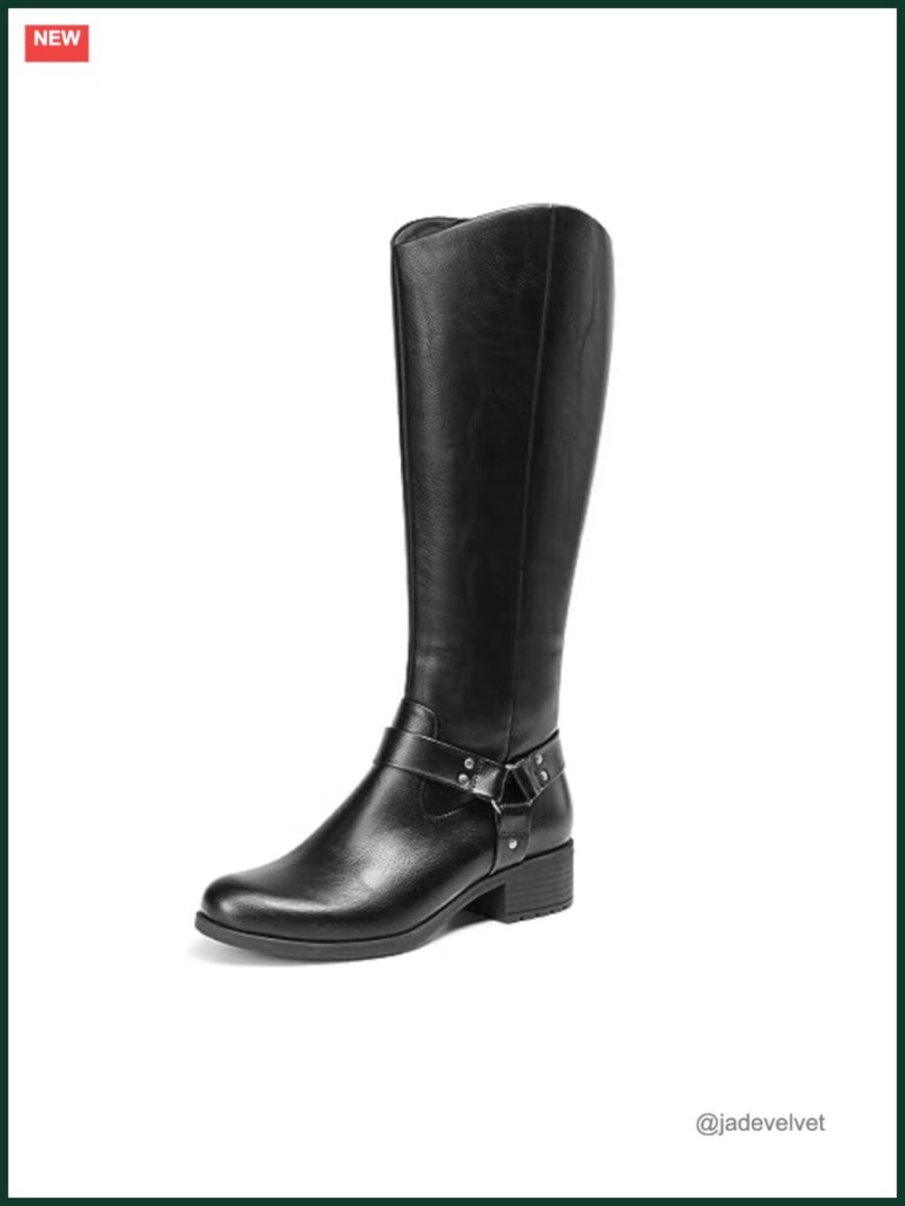 Women's Knee High Motorcycle Boots Faux Leather Low Chunky Heel